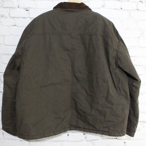 Wrangler Canvas Sherpa Lined Barn Chore Work Jacket Mens 2XL Olive Double Elbow - Picture 2 of 16